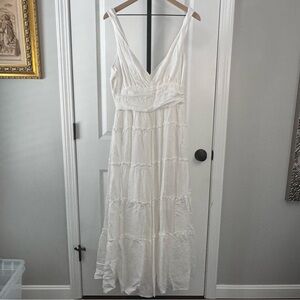 Free the Roses White Tiered Maxi Dress | Size L | NWT